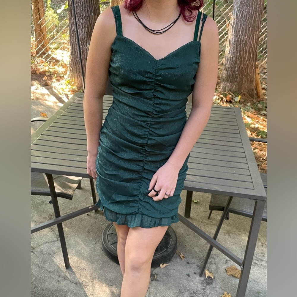 Speechless Teal Party Dress with Silver Shimmer for Party, Dance, or Homecoming